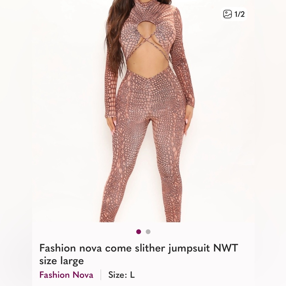 Fashion nova come slither jumpsuit NWT size large